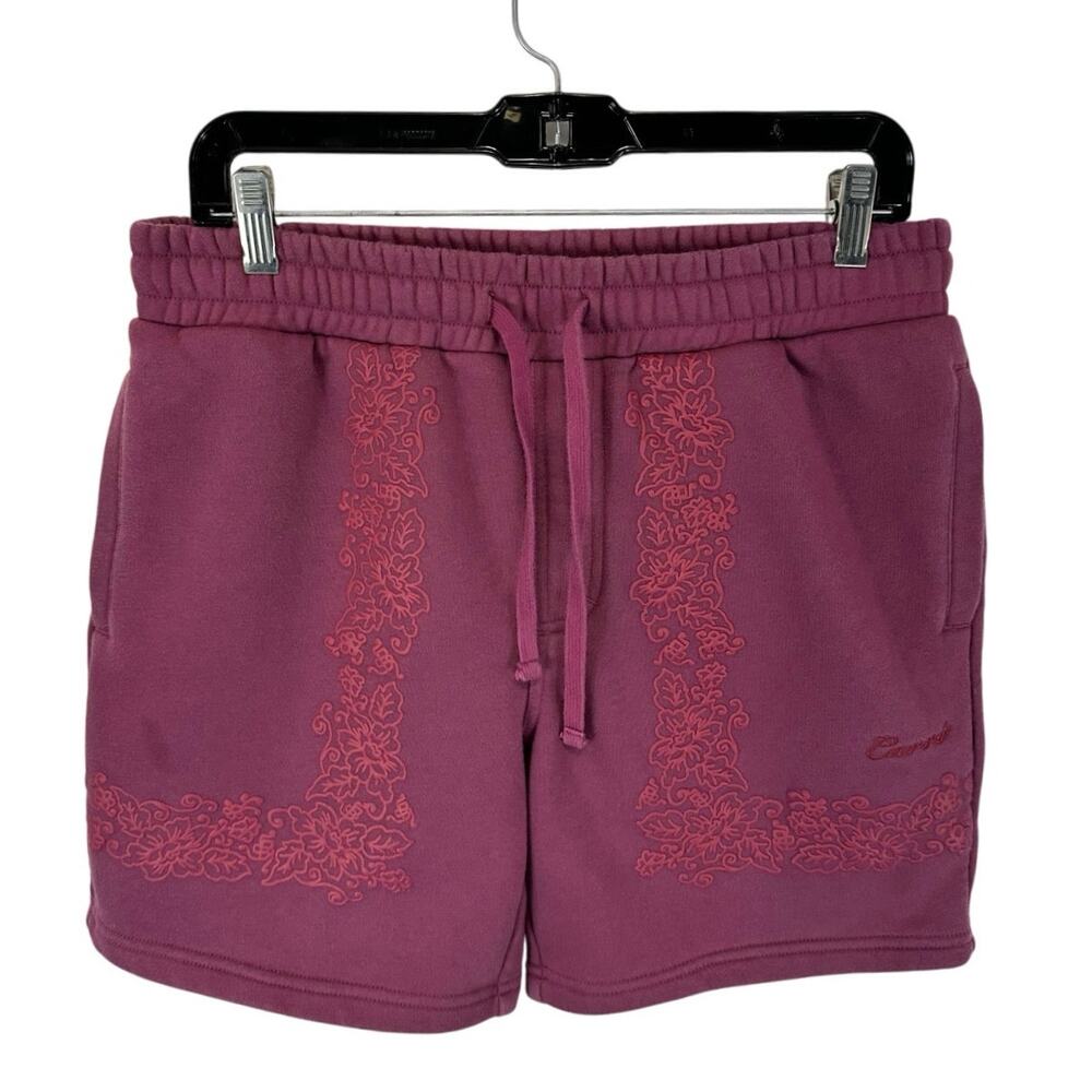 CARRE Paris Casual Sweat Shorts Floral Print Mauve Purple Athletic Lounge Medium